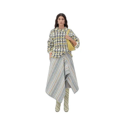 Cotton Check Wrapped Skirt