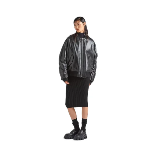 Oversized nappa leather bomber jacket