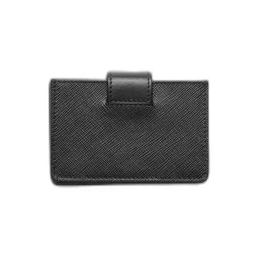 Saffiano and smooth leather card holder