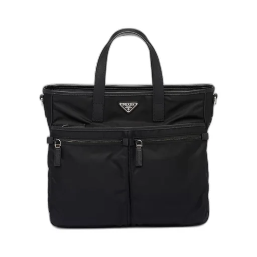 Re-Nylon and Saffiano leather tote bag