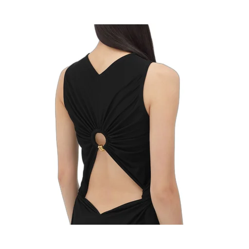 Viscose Jersey Long Dress With Knot Ring