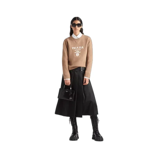 Cashmere and wool Prada logo crew-neck sweater