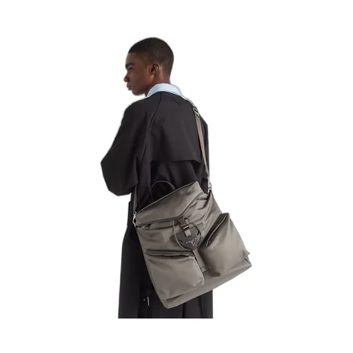 Re-Nylon and leather backpack