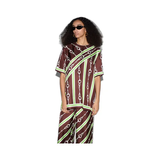 Gucci Horsebit stripe print silk top