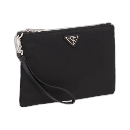 Re-Nylon and Saffiano leather pouch