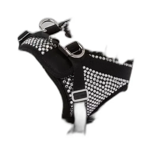 Crystal-studded satin dog harness
