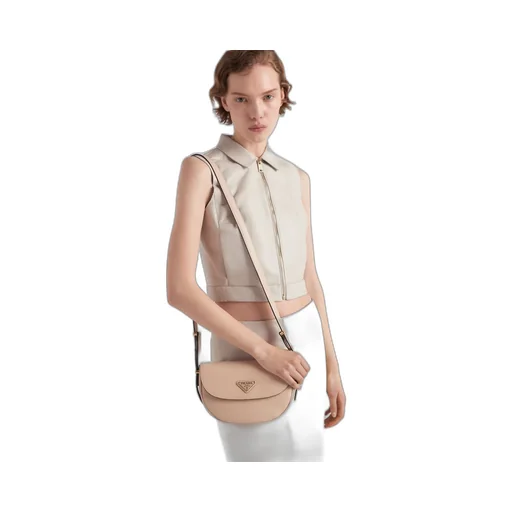 Prada Arqué leather shoulder bag with flap