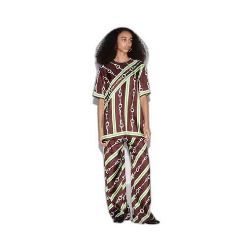 Gucci Horsebit stripe print silk top