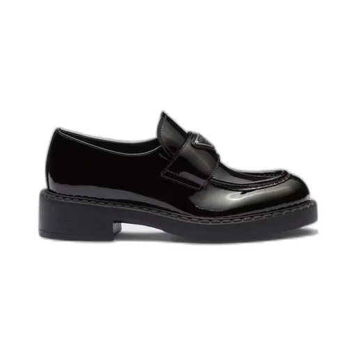 Chocolate patent leather loafers