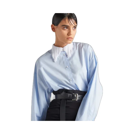 Poplin shirt with fringed collar