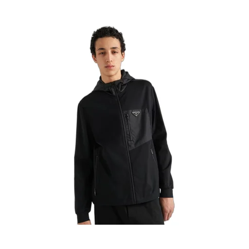 Technical cotton and Re-Nylon cardigan