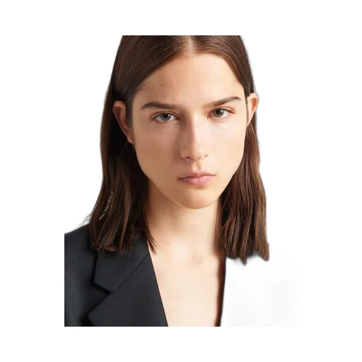 Single-breasted wool jacket with feather trim