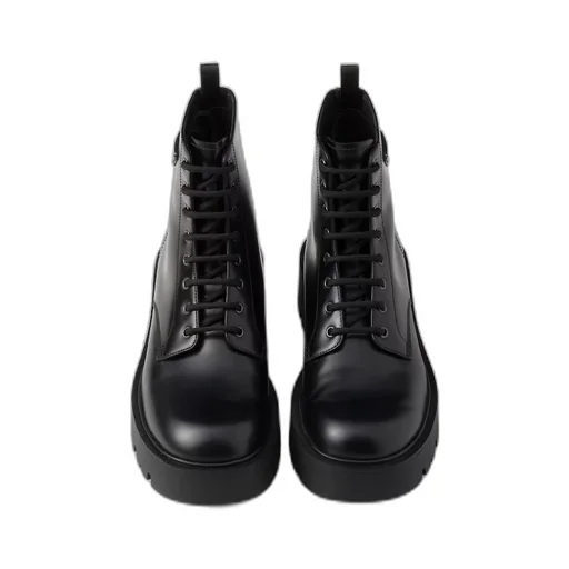Brushed leather combat boots