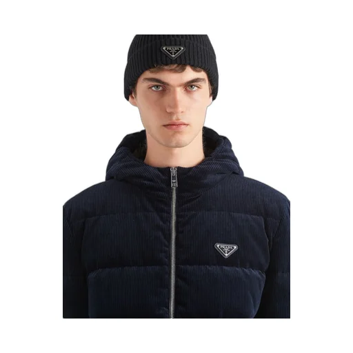Cropped corduroy down jacket