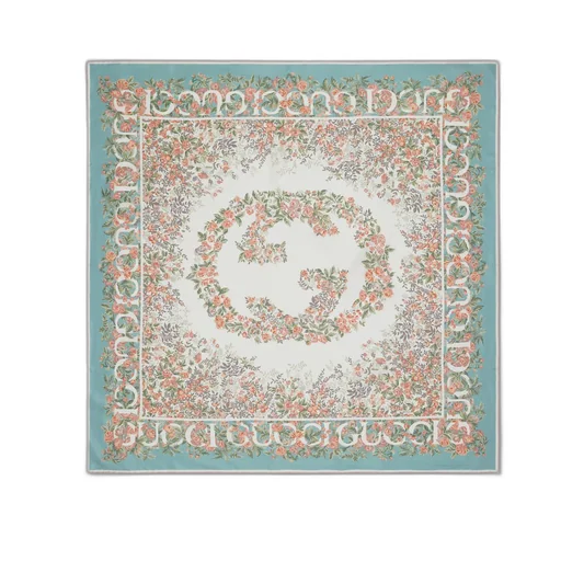 Gucci Interlocking G floral print silk carré
