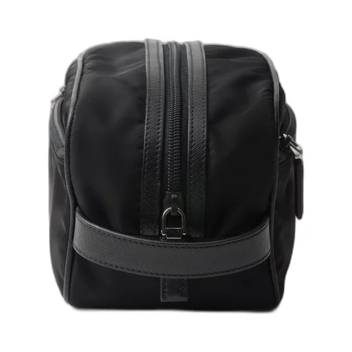 Re-Nylon and Saffiano leather travel pouch