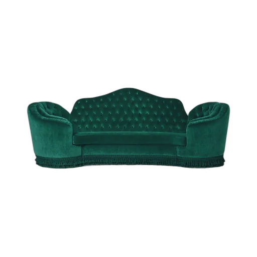 Capitonné camelback sofa