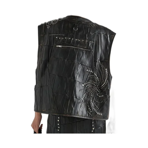 Nappa leather patchwork vest