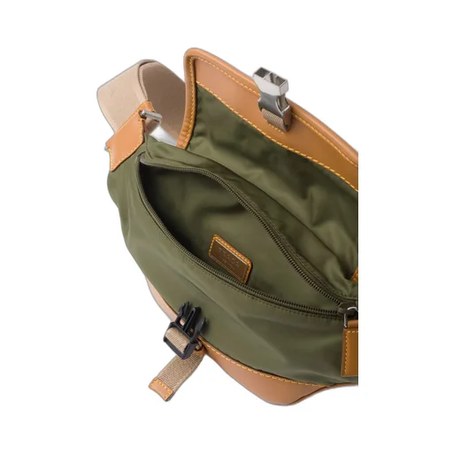 Re-Nylon and leather shoulder bag