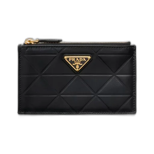 Leather card holder with triangle motif