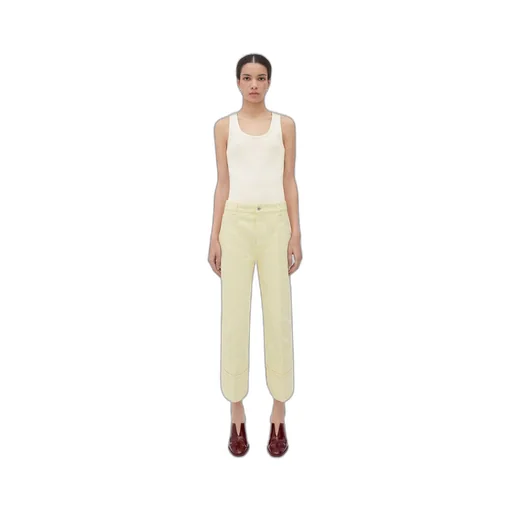 Curved Shape Yellow Wash Denim