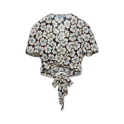 Printed pongé top