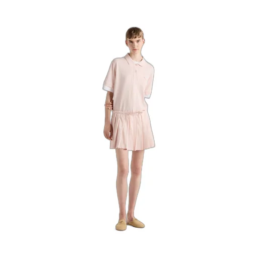 Pleated piqué miniskirt