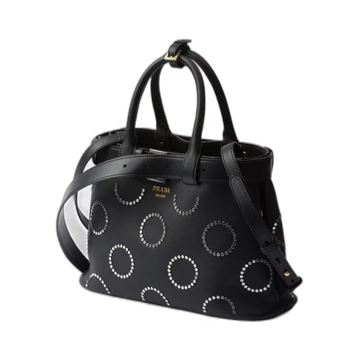 Prada Buckle medium leather bag with appliqués