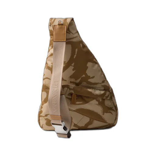 Printed Re-Nylon and leather backpack
