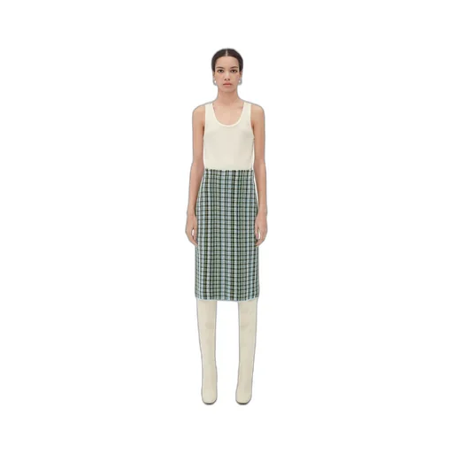 Cotton Viscose Check Skirt