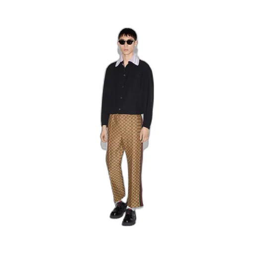 GG linen blend canvas jogging pant