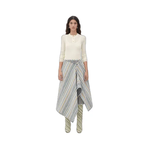 Cotton Check Wrapped Skirt