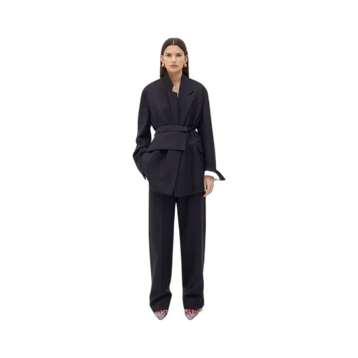 Striped Wool Belted Jacket