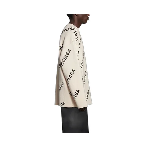 All Over Logo Crewneck Wool Knit Sweater