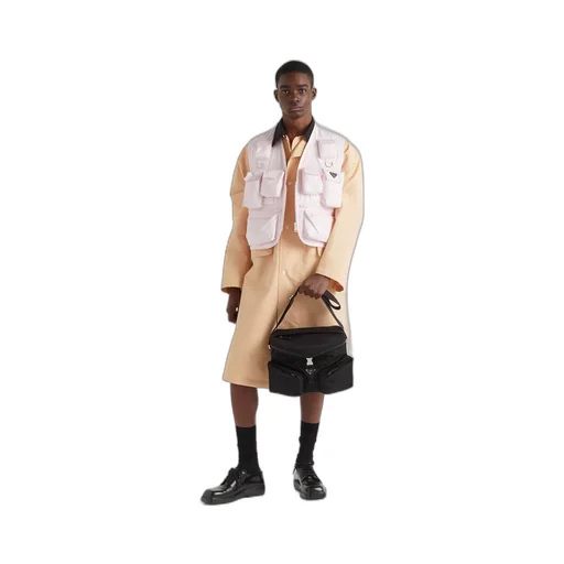 Re-Nylon and leather shoulder bag