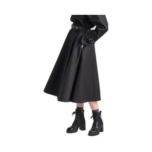Re-Nylon and leather booties