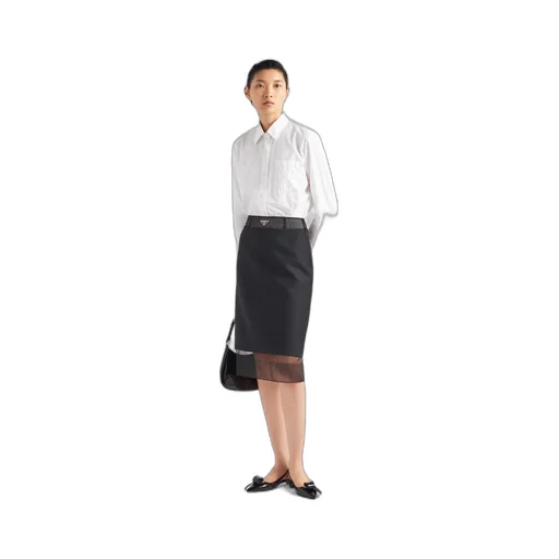 Wool and crinoline midi-skirt