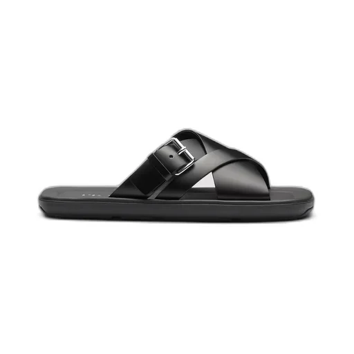 Brushed leather slides