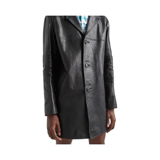 Leather pea coat