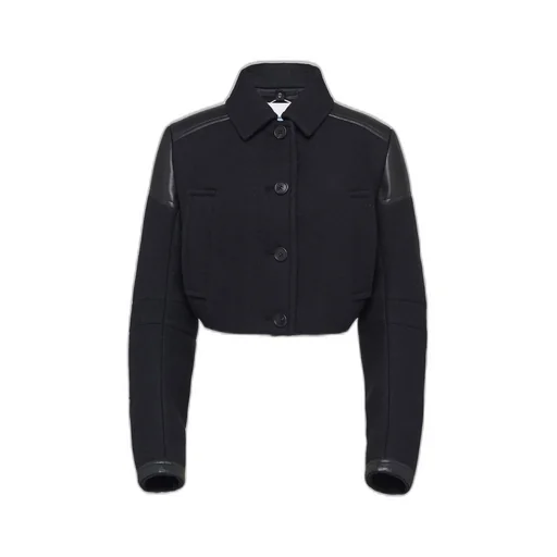 Cropped cloth and leather jacket