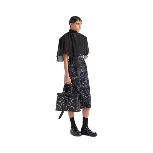 Prada Buckle large leather bag with appliqués