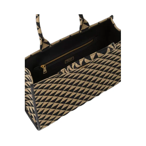 Large Prada Symbole embroidered fabric handbag