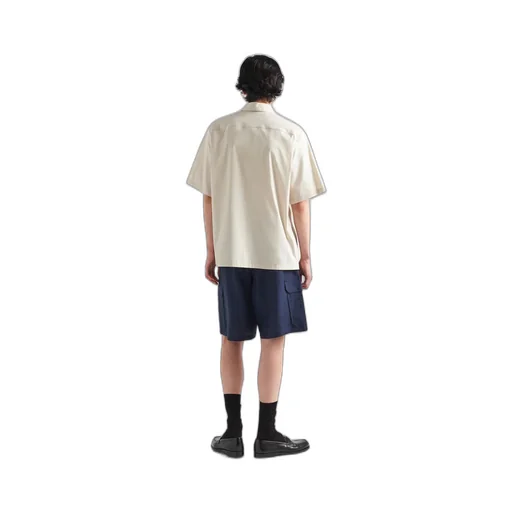 Short-sleeved stretch cotton shirt