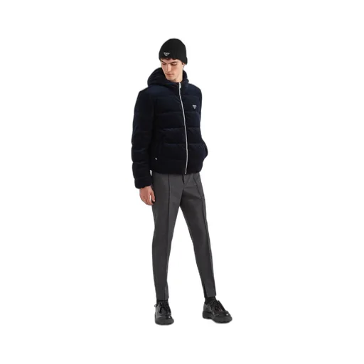 Cropped corduroy down jacket