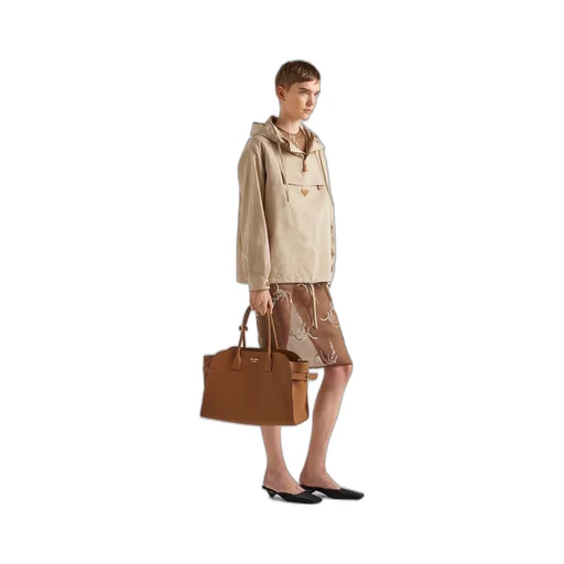 Large leather tote bag with buckles
