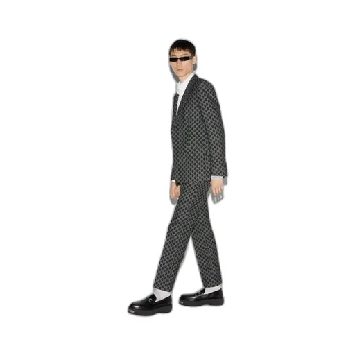 GG wool pants with optical effect