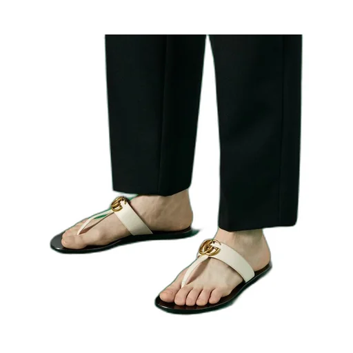 Leather thong sandal with Double G
