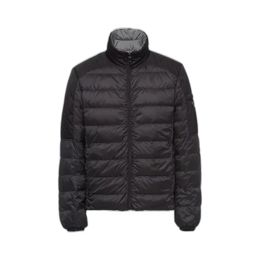 Cropped technical fabric down jacket