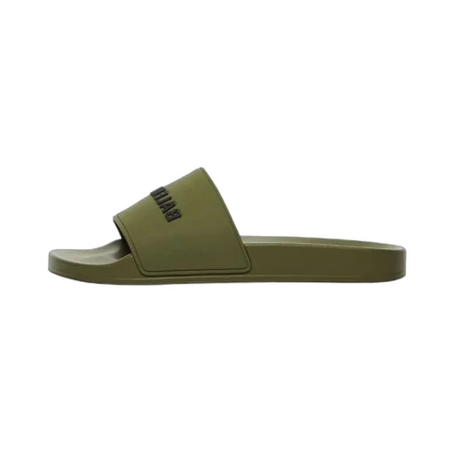 Pool Slides Khaki 3D Logo