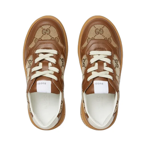 Children's leather platform trainer